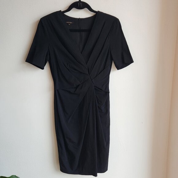 Escada Black Midi Sheath Dress with Ruched Front - US 4 (XS) - Picture 2 of 9